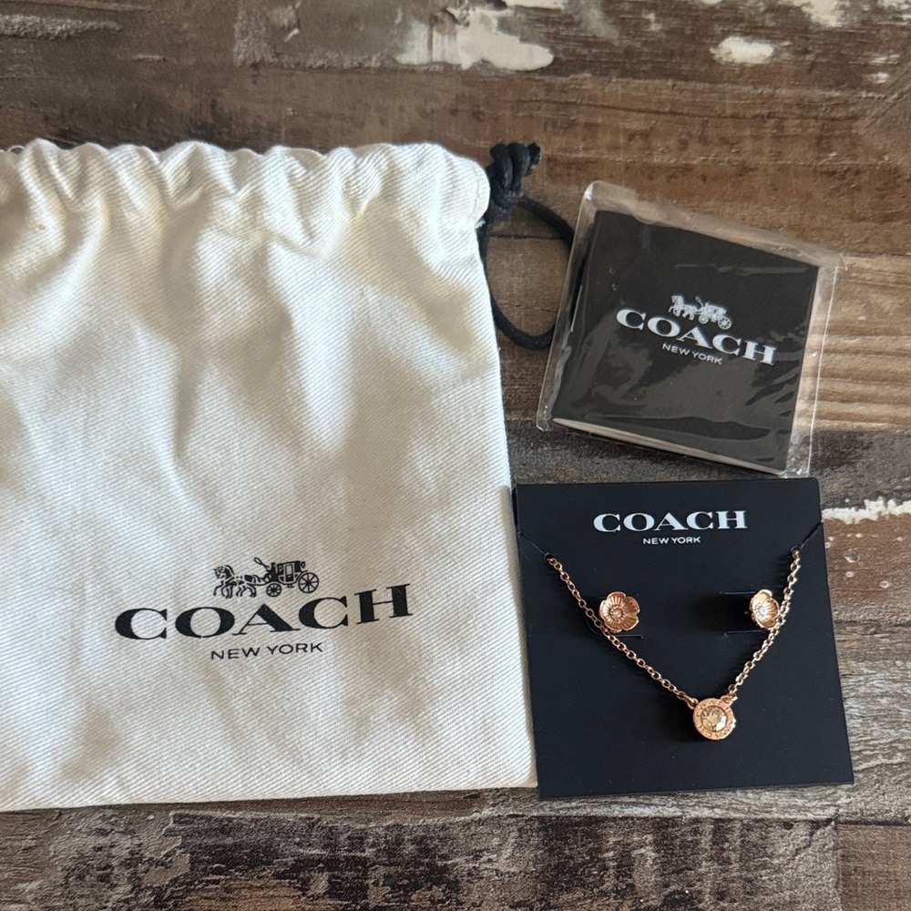 Coach Gold Necklace and Earring Set